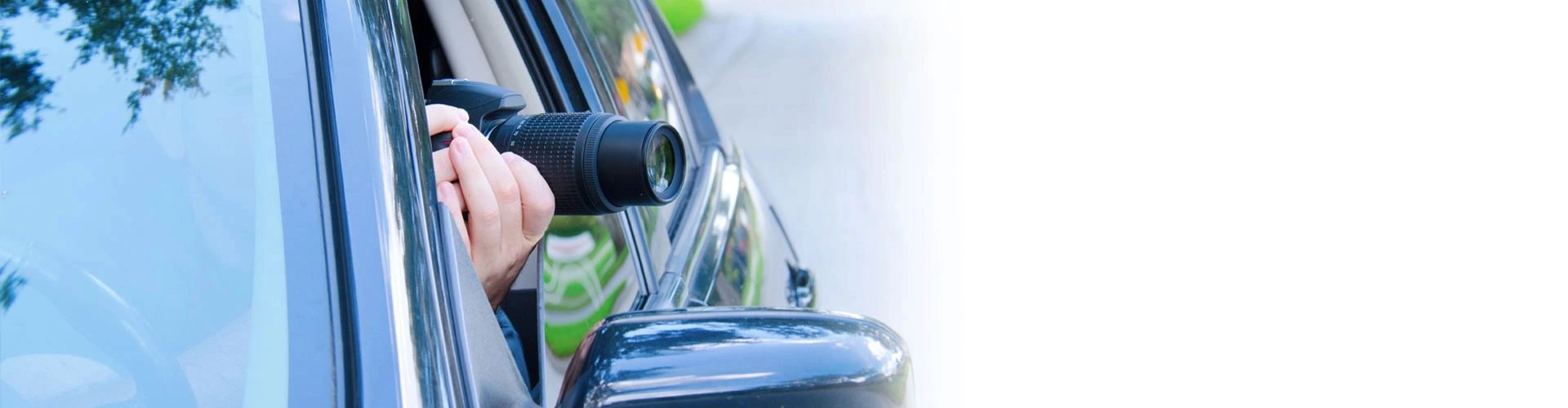 A close up of the side mirror on a car