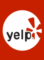 A red and white yelp logo.